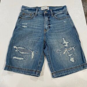 Abercrombie Kids Distressed Denim Shorts Size 9/10 Regular Light Wash